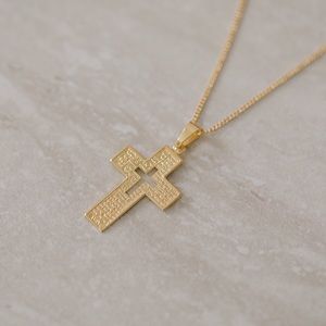 Our Father Prayer Cross Necklace | 18k Gold Filled